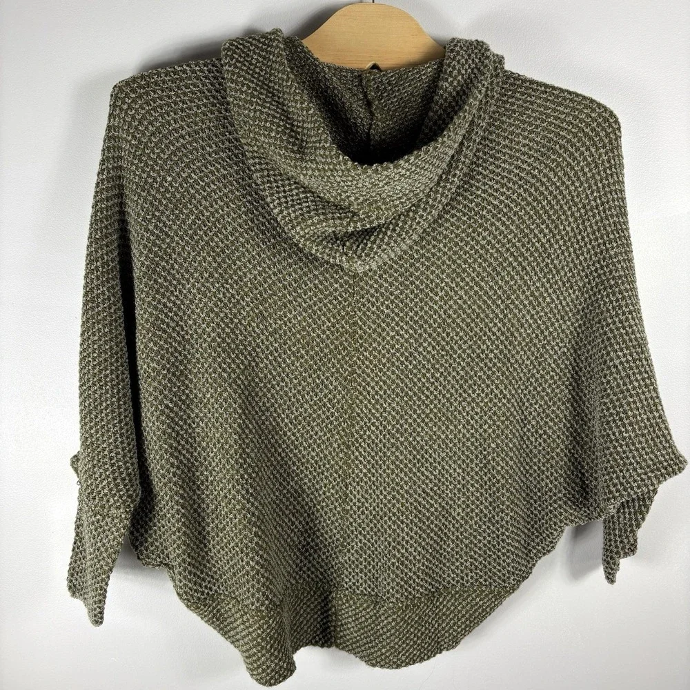 Free People Women's Medium Green Coco Cocoon Wool Blend Hooded‎ Cardigan Sweater